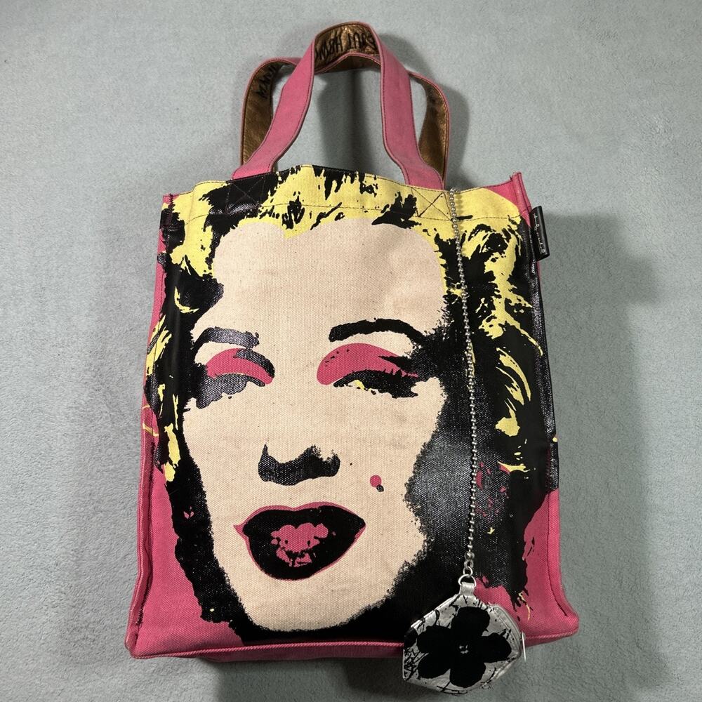 Y2k 2000s Andy Warhol Loop Marilyn Monroe Canvas Tote Bag Handbag Charm 15x13x5